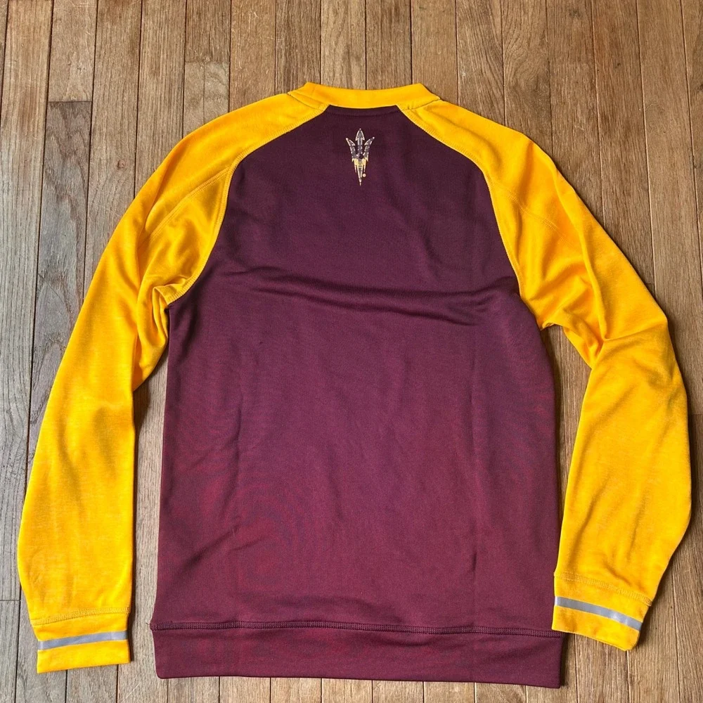 Adidas Arizona State Sun Devils Men XS Long Sleeve ClimaWarm Shirt Maroon Gold